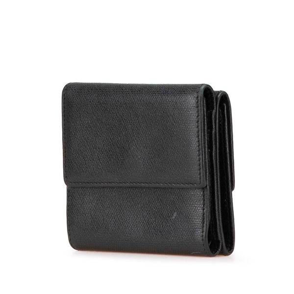 シャネル ココマーク 三つ折り財布 ブラック レザー レディース CHANEL 【中古】