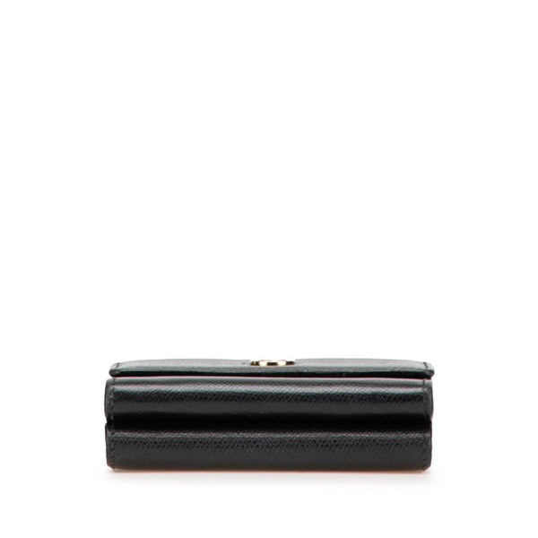 シャネル ココマーク 三つ折り財布 ブラック レザー レディース CHANEL 【中古】