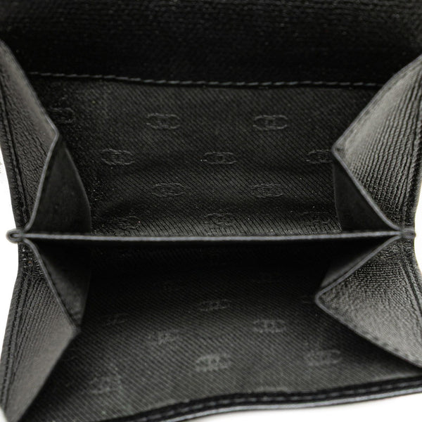 シャネル ココマーク 三つ折り財布 ブラック レザー レディース CHANEL 【中古】