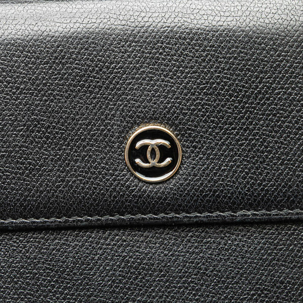 シャネル ココマーク 三つ折り財布 ブラック レザー レディース CHANEL 【中古】