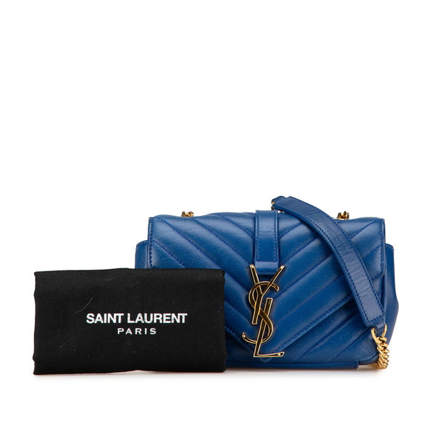 サンローラン YSL モノグラム ベイビーチャイ チェーン ショルダーバッグ 399289 ブルー レザー レディース SAINT LAURENT 【中古】