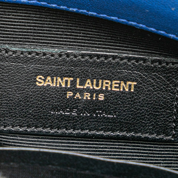 サンローラン YSL モノグラム ベイビーチャイ チェーン ショルダーバッグ 399289 ブルー レザー レディース SAINT LAURENT 【中古】