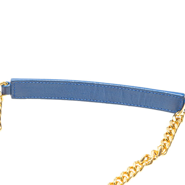 サンローラン YSL モノグラム ベイビーチャイ チェーン ショルダーバッグ 399289 ブルー レザー レディース SAINT LAURENT 【中古】