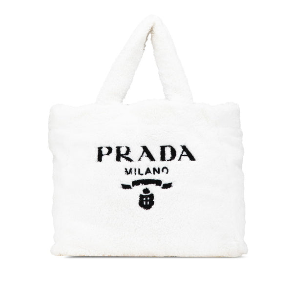 プラダ ビアンコ テリー トートバッグ 1BG130 ホワイト パイル レディース PRADA 【中古】