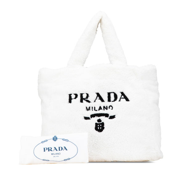 プラダ ビアンコ テリー トートバッグ 1BG130 ホワイト パイル レディース PRADA 【中古】
