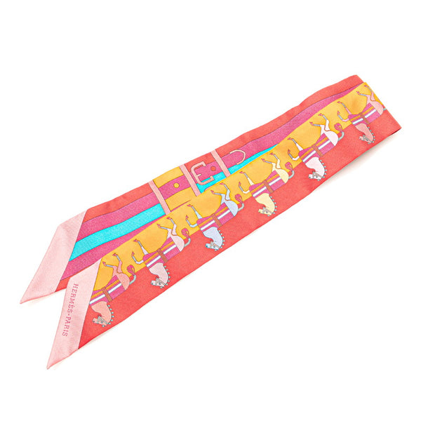 エルメス ツイリー ROCABAR ロカバール スカーフ レッド マルチカラー シルク レディース HERMES 【中古】