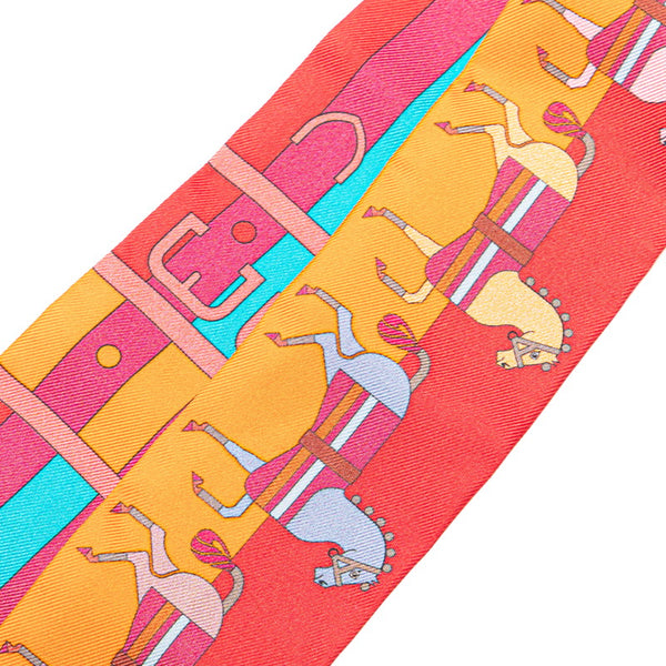 エルメス ツイリー ROCABAR ロカバール スカーフ レッド マルチカラー シルク レディース HERMES 【中古】