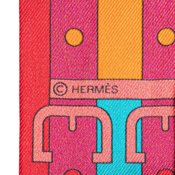 エルメス ツイリー ROCABAR ロカバール スカーフ レッド マルチカラー シルク レディース HERMES 【中古】