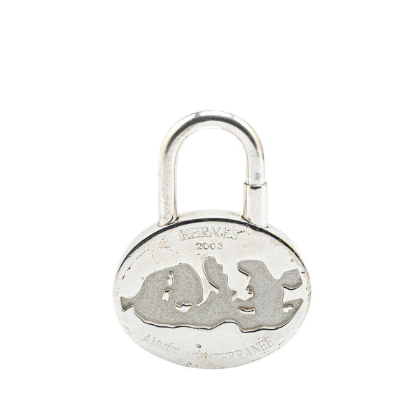 エルメス 地中海 2003年限定 カデナ パドロック 南京錠 シルバー メタル レディース HERMES 【中古】