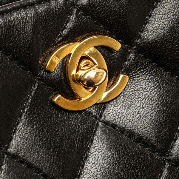 シャネル マトラッセ ココマーク ミニハンドバッグ ブラック ラムスキン レディース CHANEL 【中古】