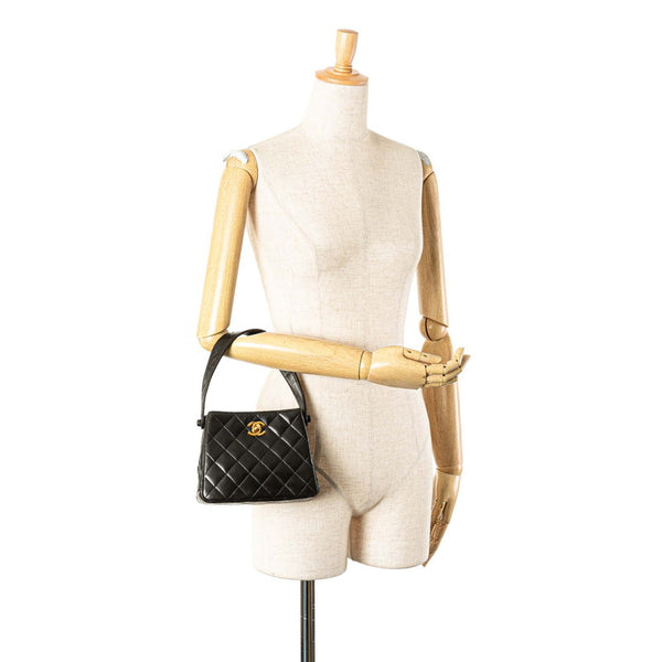 シャネル マトラッセ ココマーク ミニハンドバッグ ブラック ラムスキン レディース CHANEL 【中古】