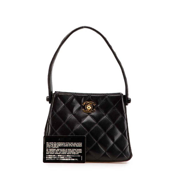 シャネル マトラッセ ココマーク ミニハンドバッグ ブラック ラムスキン レディース CHANEL 【中古】