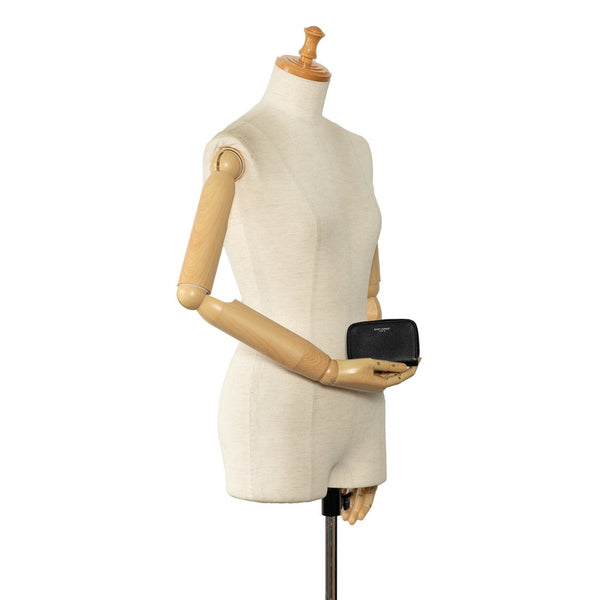 サンローラン コインケース 小銭入れ ラウンドファスナー 504778 ブラック レザー レディース SAINT LAURENT 【中古】