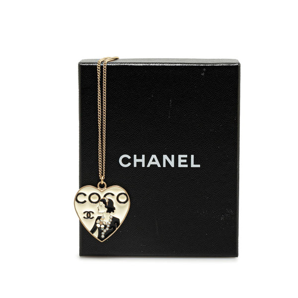 シャネル ココマーク マドモワゼル ハート ネックレス ゴールド ホワイト ブラック メッキ レディース CHANEL 【中古】