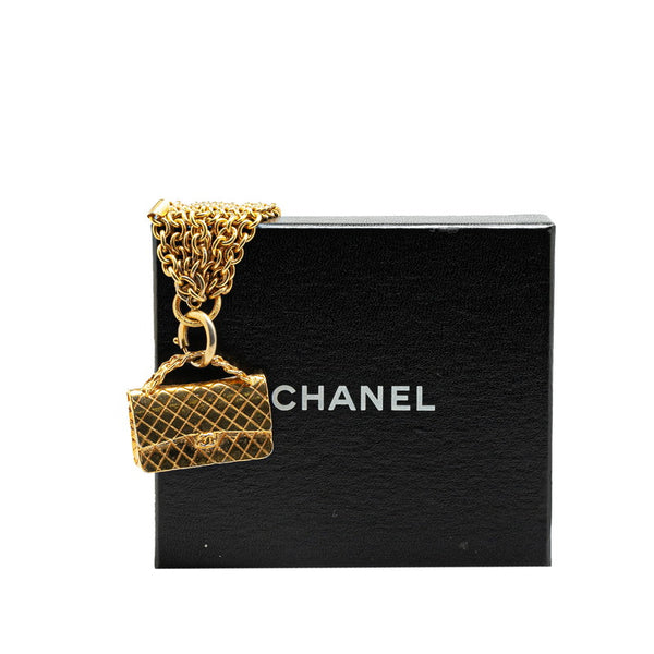 シャネル マトラッセ ココマーク バッグ モチーフ ネックレス ゴールド メッキ レディース CHANEL 【中古】