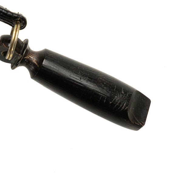 エルメス ホイッスル 笛 犬笛 ネックレス ブラック バッファローホーン レザー レディース HERMES 【中古】