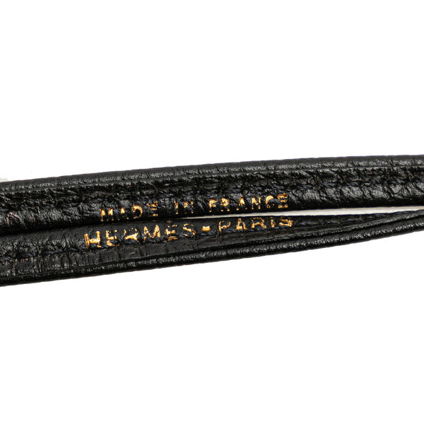 エルメス ホイッスル 笛 犬笛 ネックレス ブラック バッファローホーン レザー レディース HERMES 【中古】