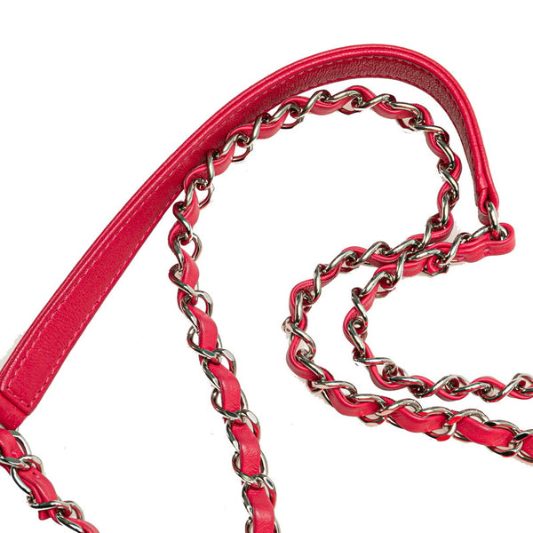 シャネル マトラッセ ココマーク チェーン ショルダーバッグ ピンク パイル レザー レディース CHANEL 【中古】