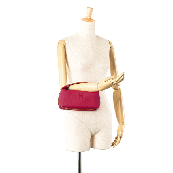 エルメス ブリッド ア ブラックPM ハンドバッグ ポーチ ハイビスカス ピンク コットン レディース HERMES 【中古】