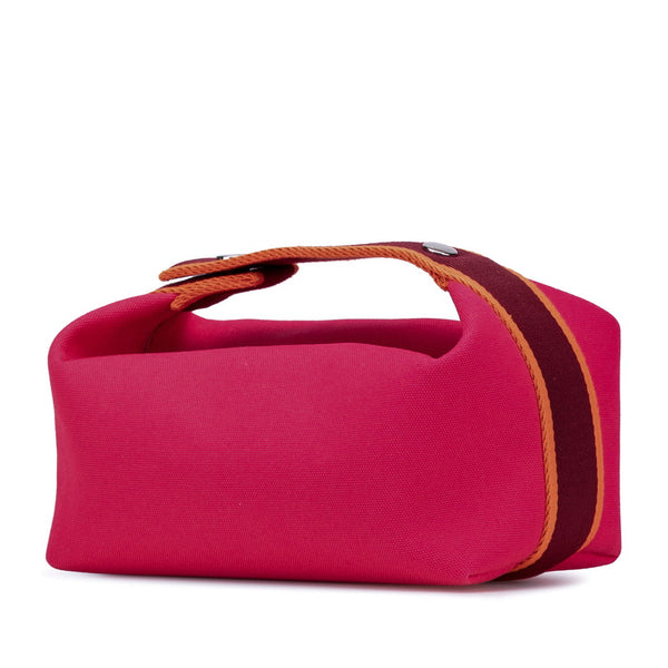 エルメス ブリッド ア ブラックPM ハンドバッグ ポーチ ハイビスカス ピンク コットン レディース HERMES 【中古】