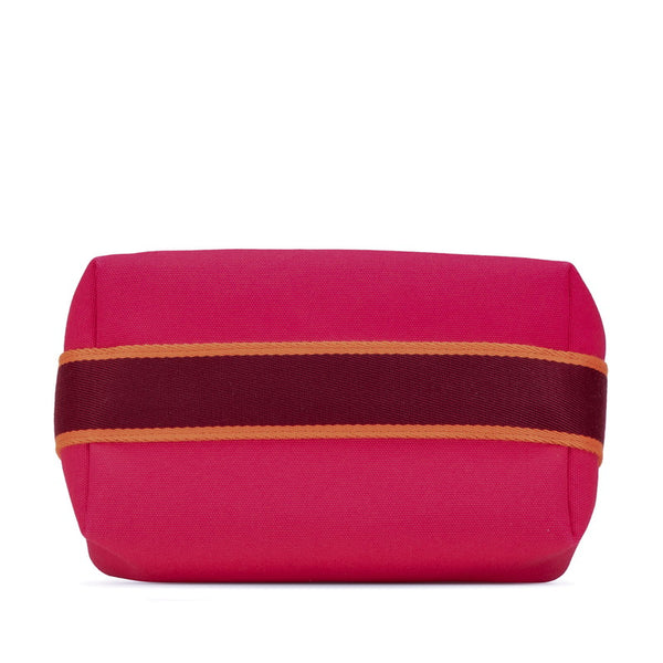 エルメス ブリッド ア ブラックPM ハンドバッグ ポーチ ハイビスカス ピンク コットン レディース HERMES 【中古】