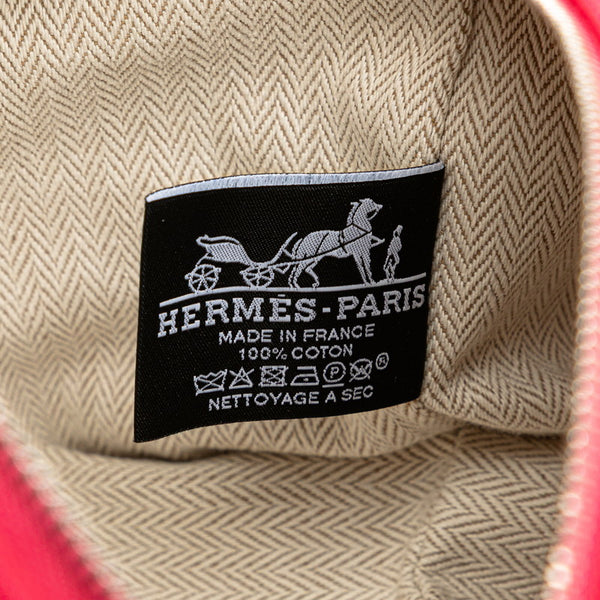 エルメス ブリッド ア ブラックPM ハンドバッグ ポーチ ハイビスカス ピンク コットン レディース HERMES 【中古】