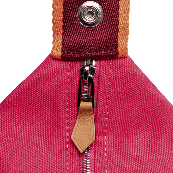 エルメス ブリッド ア ブラックPM ハンドバッグ ポーチ ハイビスカス ピンク コットン レディース HERMES 【中古】