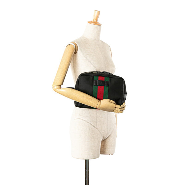 グッチ シェリーライン クラッチバッグ セカンドバッグ 630916 ブラック ナイロン レザー メンズ GUCCI 【中古】