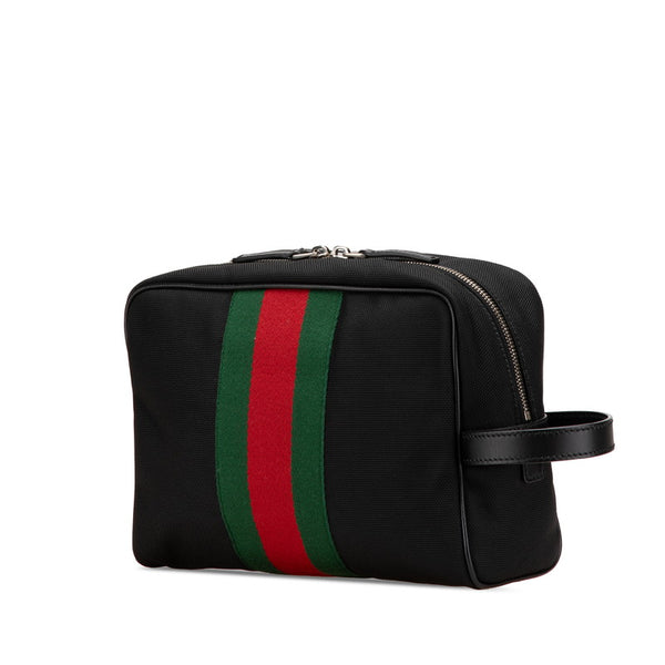 グッチ シェリーライン クラッチバッグ セカンドバッグ 630916 ブラック ナイロン レザー メンズ GUCCI 【中古】