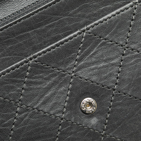 シャネル 2.55 ワイルドステッチ チェーンウォレット ショルダーバッグ A69206 グレー レザー レディース CHANEL 【中古】