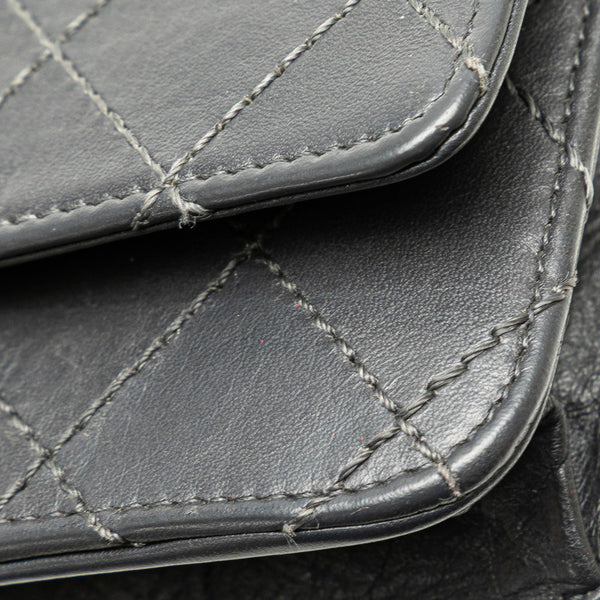 シャネル 2.55 ワイルドステッチ チェーンウォレット ショルダーバッグ A69206 グレー レザー レディース CHANEL 【中古】