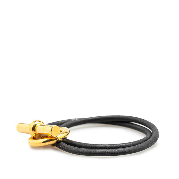 エルメス グレナン ドゥブルトゥール ブレスレット ゴールド ブラック メッキ レディース HERMES 【中古】