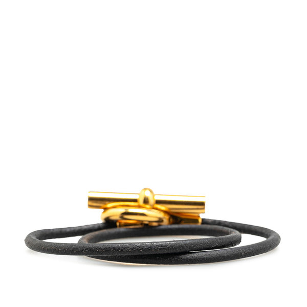 エルメス グレナン ドゥブルトゥール ブレスレット ゴールド ブラック メッキ レディース HERMES 【中古】