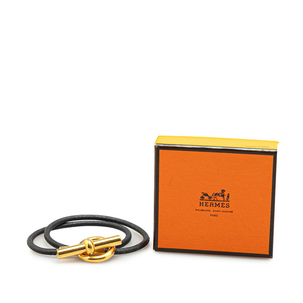 エルメス グレナン ドゥブルトゥール ブレスレット ゴールド ブラック メッキ レディース HERMES 【中古】