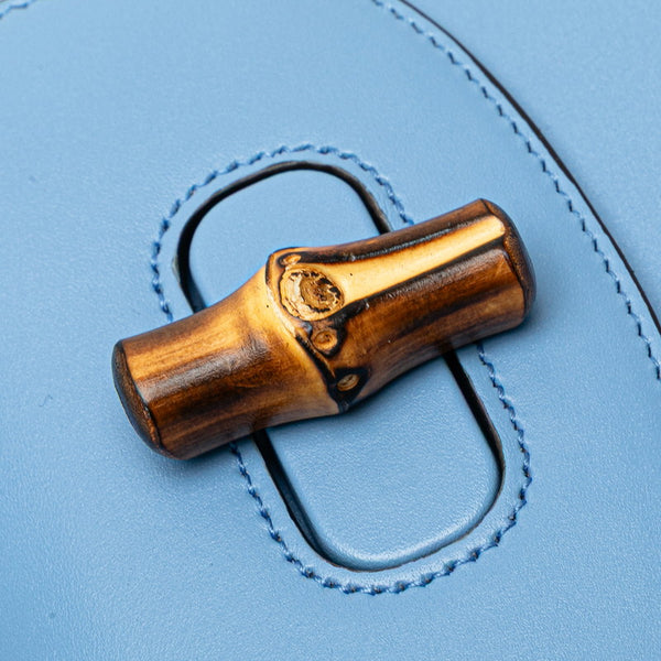 グッチ バンブー ハンドバッグ ショルダーバッグ リュック 3WAY 702106 ライトブルー レザー レディース GUCCI 【中古】