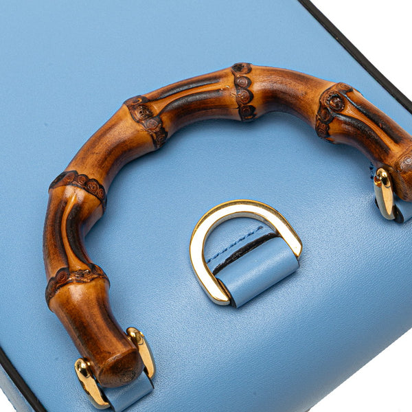 グッチ バンブー ハンドバッグ ショルダーバッグ リュック 3WAY 702106 ライトブルー レザー レディース GUCCI 【中古】