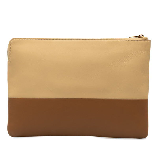 セリーヌ バイカラー クラッチバッグ セカンドバッグ ブラウン イエロー レザー レディース CELINE 【中古】