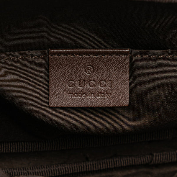 グッチ GGキャンバス ロゴプレート ポーチ ミニハンドバッグ 039 1157 ピンク ブラウン キャンバス レザー レディース GUCCI 【中古】