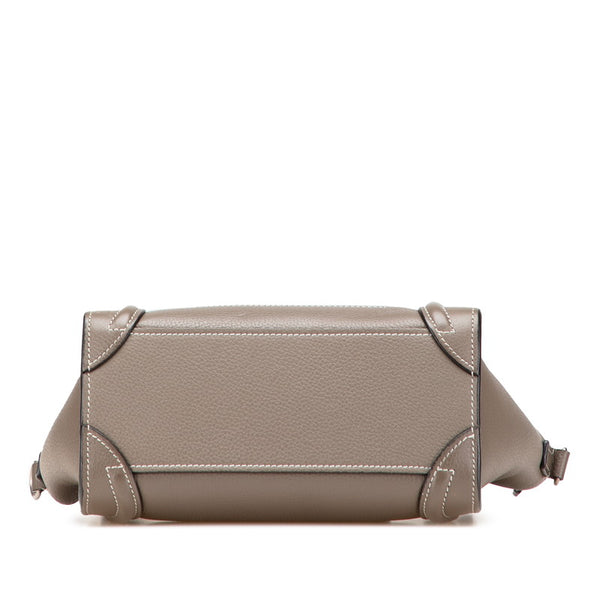 セリーヌ ラゲージ ナノショッパー ハンドバッグ ショルダーバッグ 2WAY グレージュ  レザー レディース CELINE 【中古】