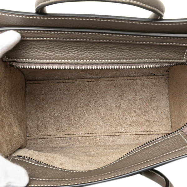 セリーヌ ラゲージ ナノショッパー ハンドバッグ ショルダーバッグ 2WAY グレージュ  レザー レディース CELINE 【中古】