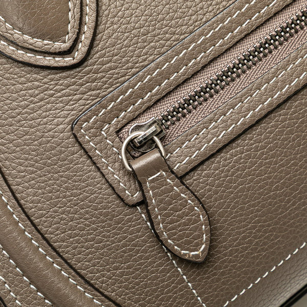 セリーヌ ラゲージ ナノショッパー ハンドバッグ ショルダーバッグ 2WAY グレージュ  レザー レディース CELINE 【中古】
