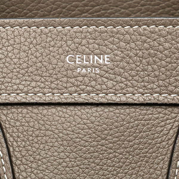セリーヌ ラゲージ ナノショッパー ハンドバッグ ショルダーバッグ 2WAY グレージュ  レザー レディース CELINE 【中古】