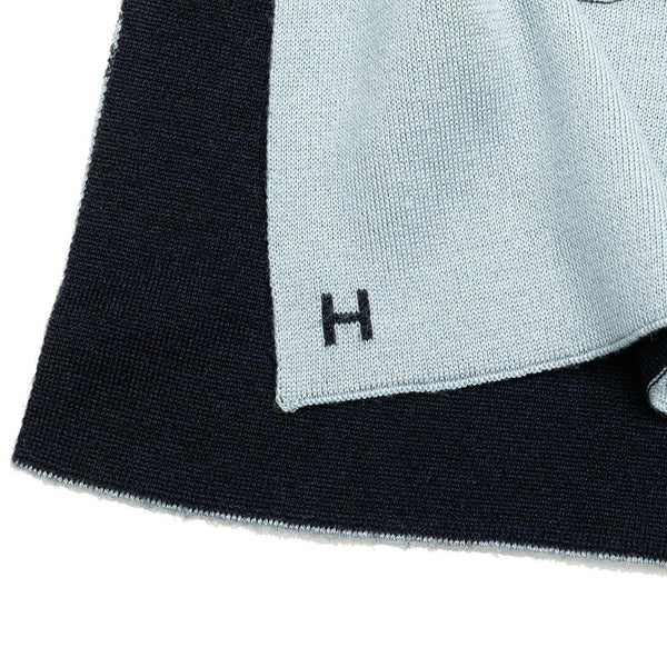 エルメス ホースビット リバーシブル ストール ブルー ネイビー カシミヤ シルク レディース HERMES 【中古】