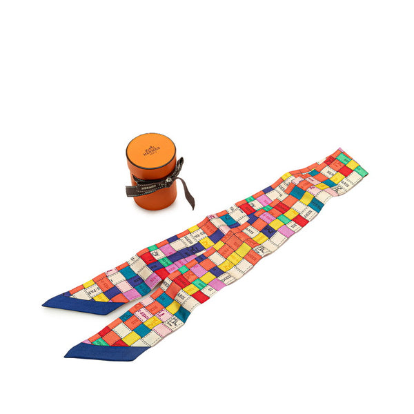 エルメス ツイリー Bolduc au Carre ボルデュック チェック スカーフ マルチカラー シルク レディース HERMES 【中古】
