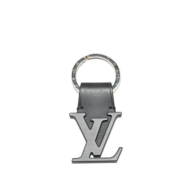 ルイ ヴィトン LV イニシャル キーホルダー チャーム M61011 ブラック シルバー レザー メタル レディース LOUIS VUITTON 【中古】