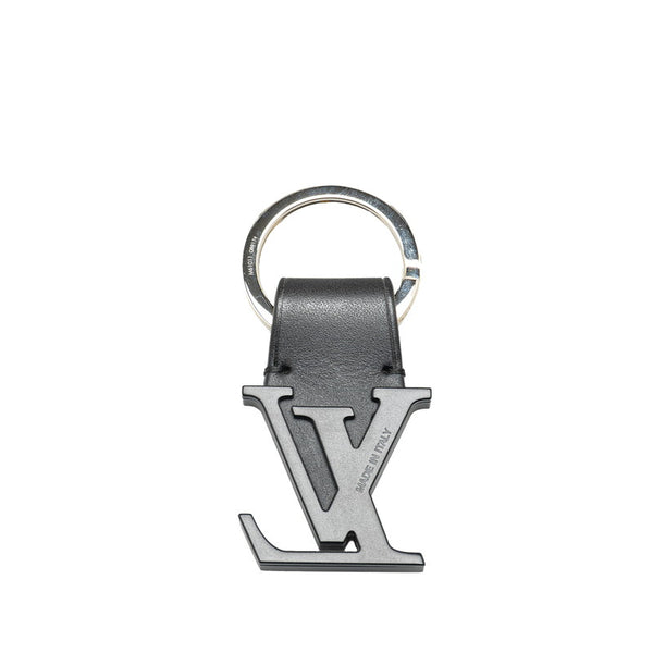 ルイ ヴィトン LV イニシャル キーホルダー チャーム M61011 ブラック シルバー レザー メタル レディース LOUIS VUITTON 【中古】