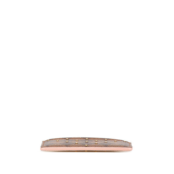 ルイ ヴィトン ダミエ ポルトカルト サーンプル スタッズ カードケース N60248 ブラウン ピンク PVC レザー レディース LOUIS VUITTON 【中古】