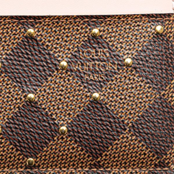 ルイ ヴィトン ダミエ ポルトカルト サーンプル スタッズ カードケース N60248 ブラウン ピンク PVC レザー レディース LOUIS VUITTON 【中古】