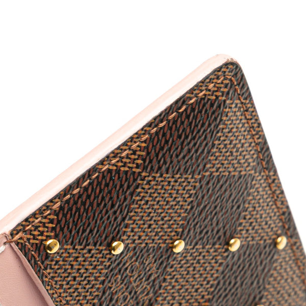 ルイ ヴィトン ダミエ ポルトカルト サーンプル スタッズ カードケース N60248 ブラウン ピンク PVC レザー レディース LOUIS VUITTON 【中古】