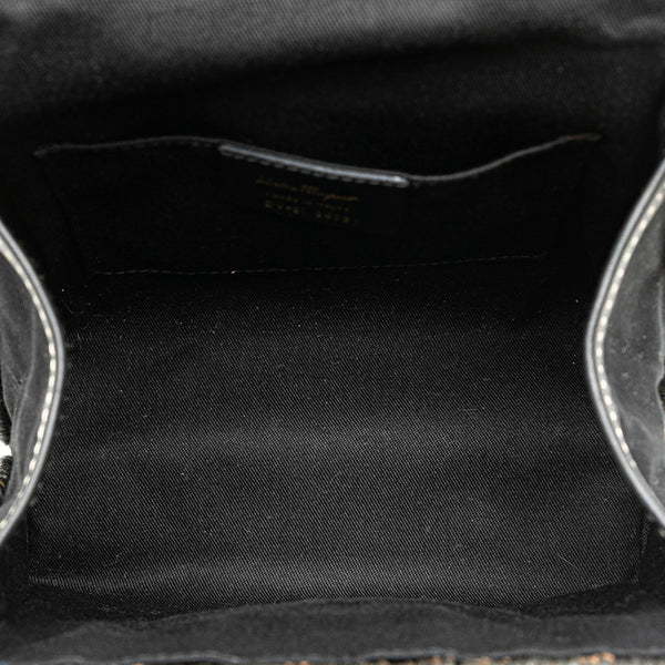 サルヴァトーレフェラガモ ガンチーニ ハンドバッグ カゴバッグ ブラック ストロー レザー レディース Salvatore Ferragamo 【中古】